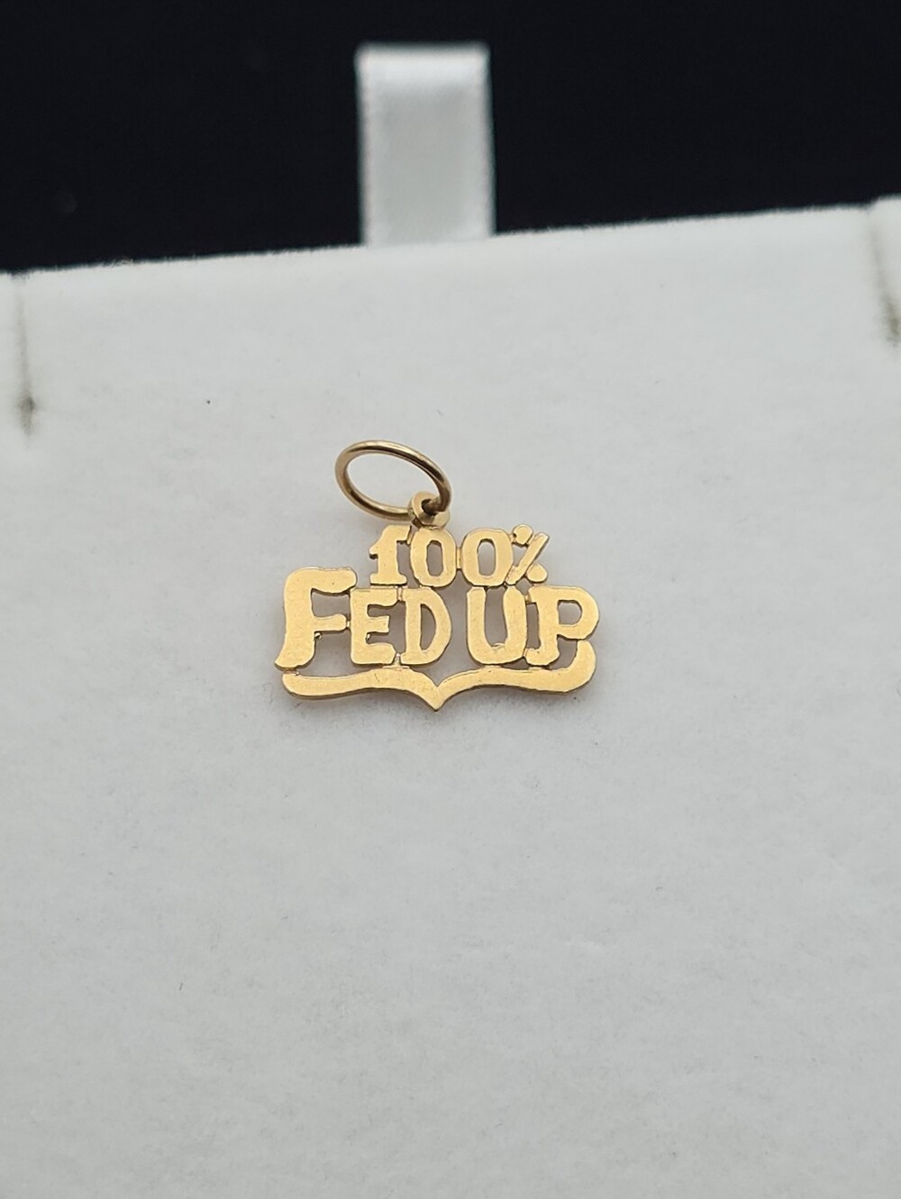 Vintage Fine Jewelry 14k "100% FED UP" Brat Charm Pendant Y2k Dainty Minimalist
